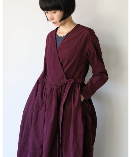 R&D.M.Co- / CORDUROY CACHE COEUR DRESS <plum>