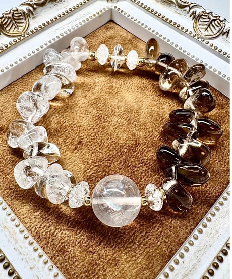 Natural Rainbow Lemurian Seed  × Smoky Quartz ×  Quartz  （限定数本）