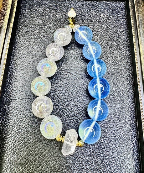 Blue Pink Aquamarine × Rainbow Crackle Quartz（限定1本）