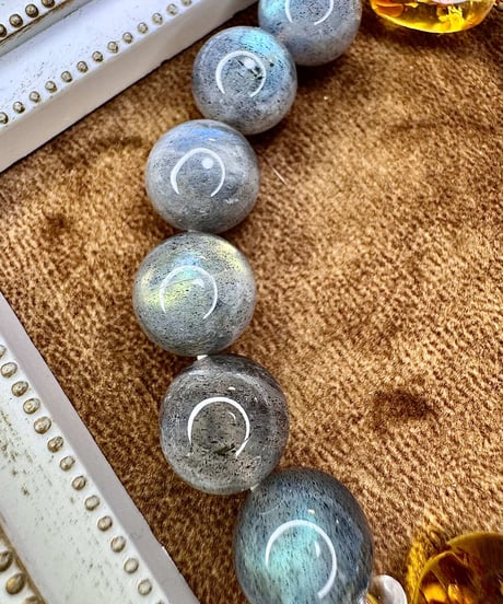 High Quality Labradorite × Crackle Quartz × Amber 　(数本限定）