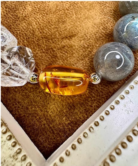 High Quality Labradorite × Crackle Quartz × Amber 　(数本限定）