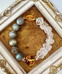High Quality Labradorite × Crackle Quartz × Amber 　(数本限定）