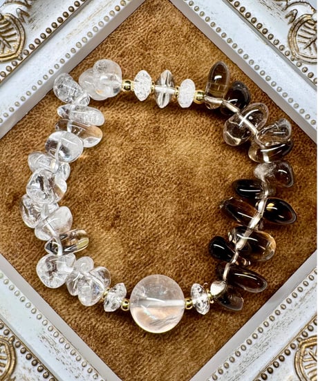 Natural Rainbow Lemurian Seed  × Smoky Quartz ×  Quartz  （限定数本）