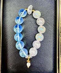 Blue Pink Aquamarine × Rainbow Crackle Quartz（限定1本）
