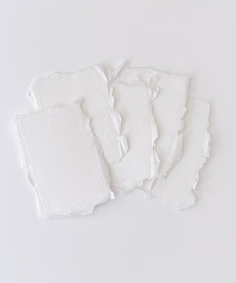 〈ハンドメイドコットンペーパー〉S size CARD  Fringed   - White -