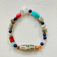 གཟི། “希望”  九眼天珠&チベットビーズ・天然石 ブレスレット 【18cm】