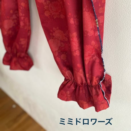 内田ミシン　レッドバラ柄・ドロワーズ・ミミドロワーズ
