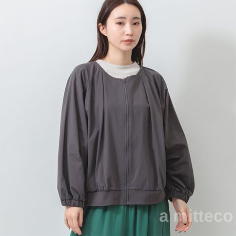UV対策　冷房対策　バルーンシルエット　ジップ　カーディガン　【チャコール】