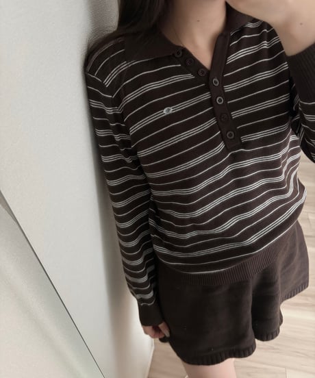 stripe polo knit