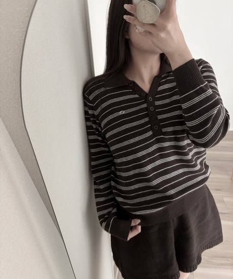 stripe polo knit