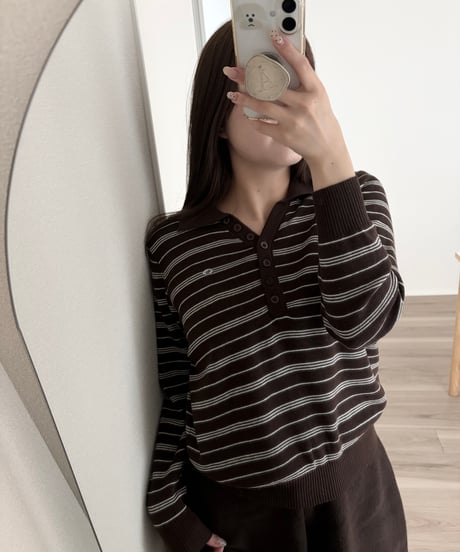 stripe polo knit