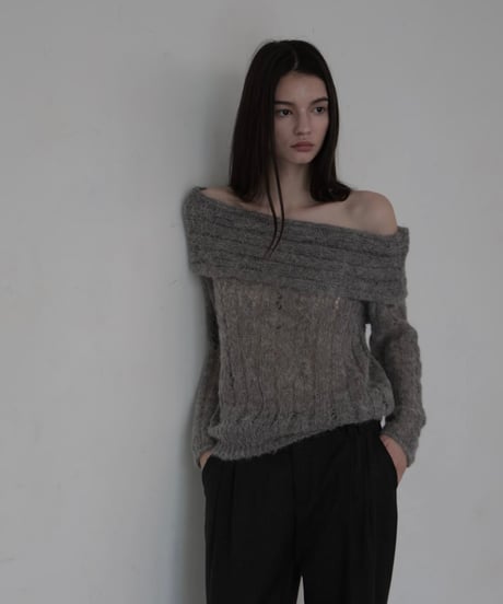 sheer mohair off shoulder knit