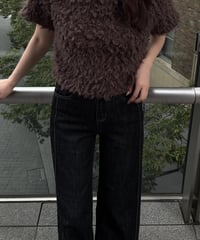 contrast stitch wide denim