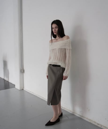 sheer mohair off shoulder knit