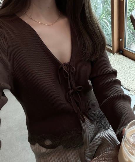 lace ribbon knit tops