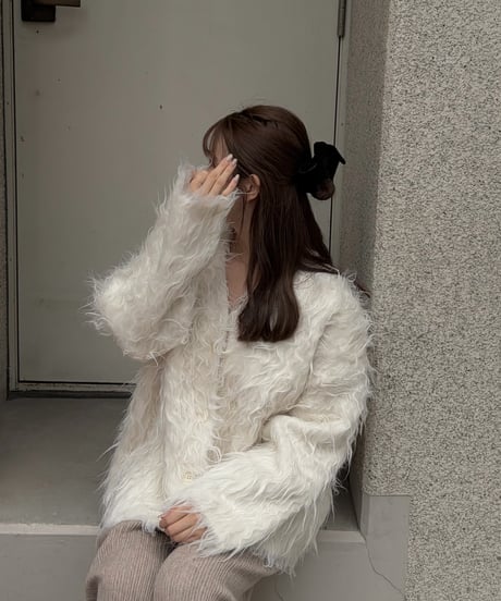 shaggy fur cardigan