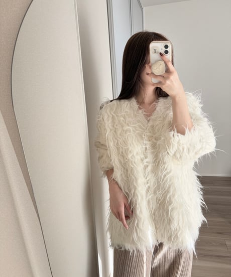 shaggy fur cardigan