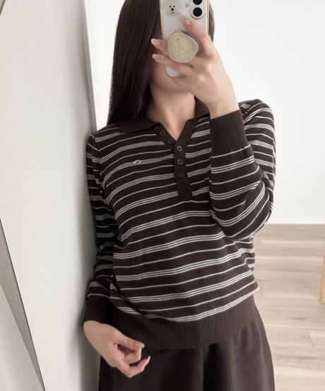 stripe polo knit