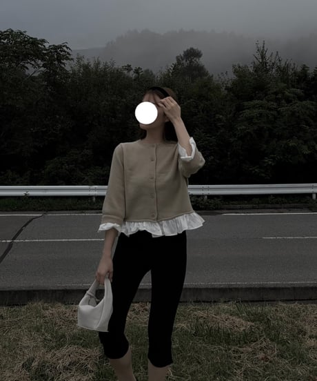 frill layer knit cardigan
