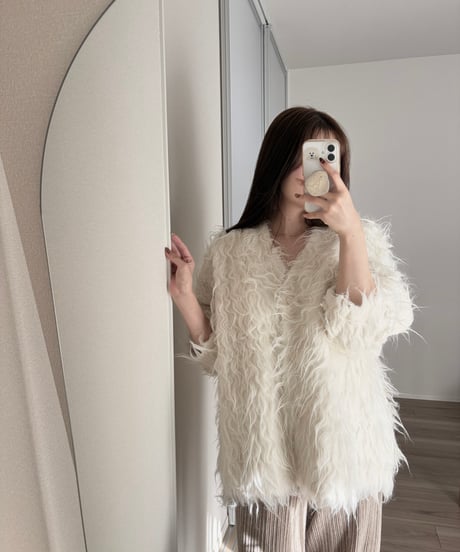 shaggy fur cardigan