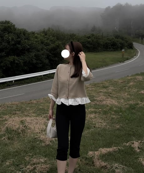 frill layer knit cardigan