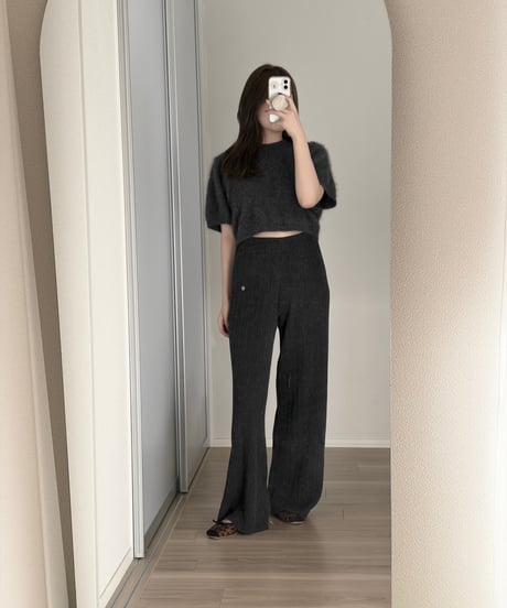 rib knit wide pants