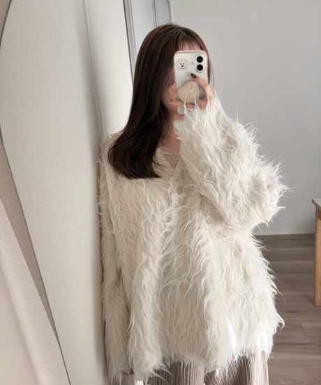 shaggy fur cardigan