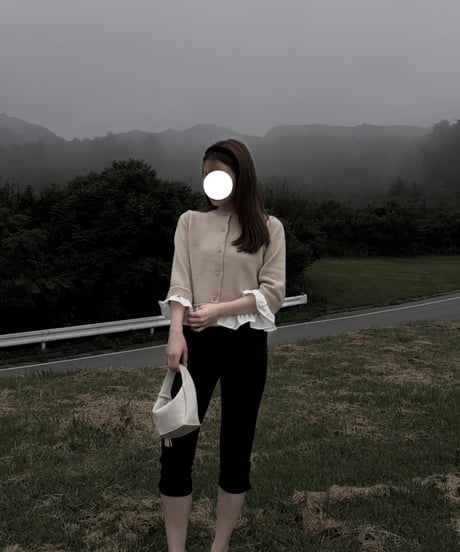 frill layer knit cardigan