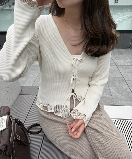 lace ribbon knit tops