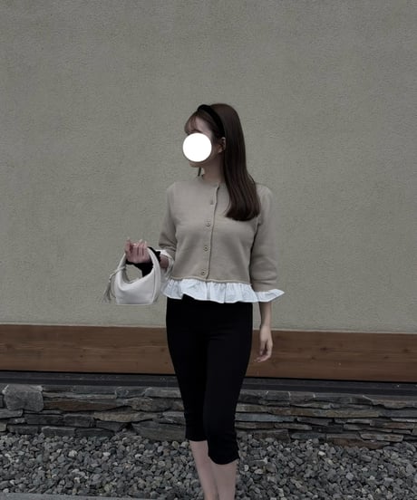 frill layer knit cardigan