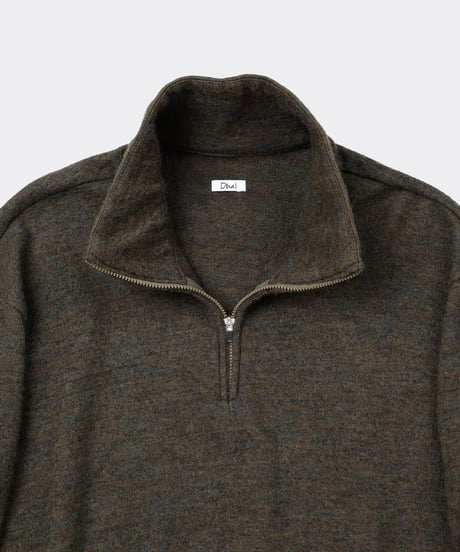 Shetland Cotton Heather / Knit Zip Pullover Khaki