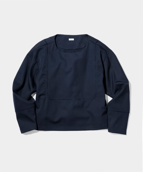 Dhal / 2/72 Wool Gaba Crew Shirt Pico NAVY