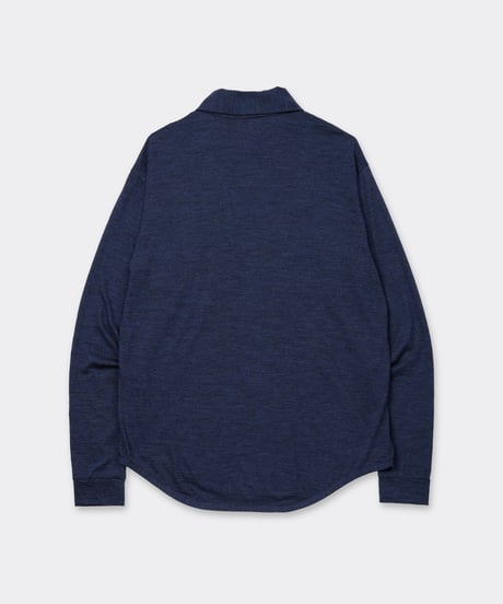 1027 Super 120's TOP Wool Jersey / Flap Shirt Navy