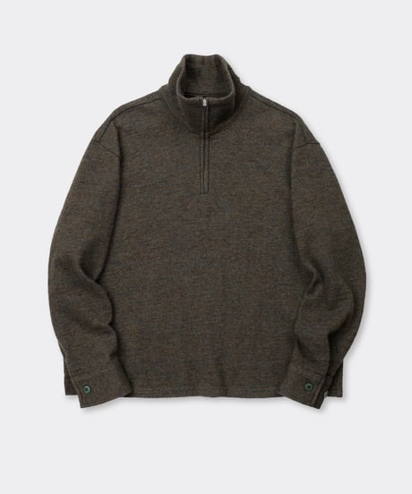 Shetland Cotton Heather / Knit Zip Pullover Khaki