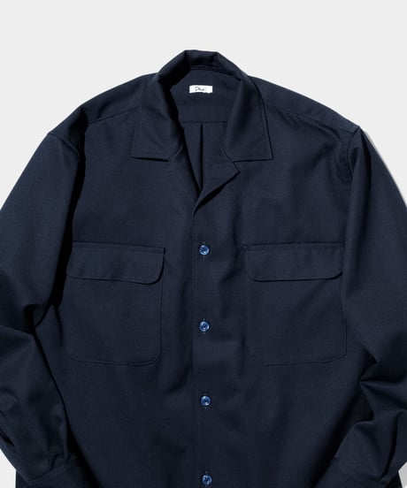 Dhal / 2/72 Wool Gaba Open Collar Shirt NAVY