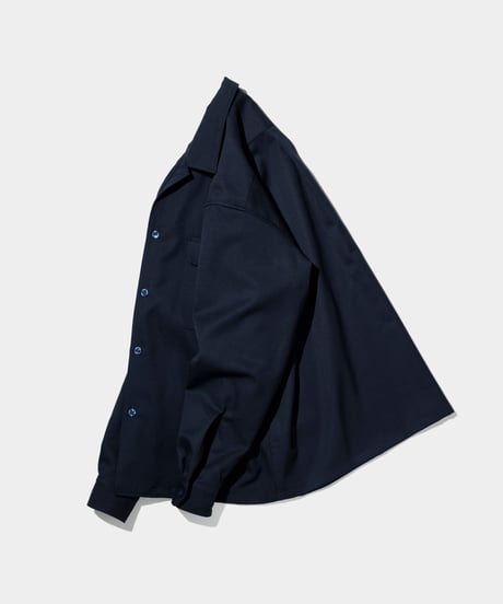 Dhal / 2/72 Wool Gaba Open Collar Shirt NAVY