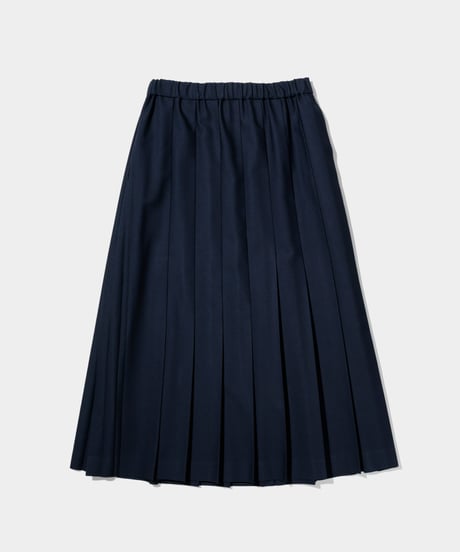 Dhal / 2/72 Wool GABA Pleated Skirt NAVY