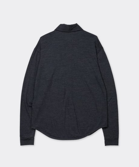1027 Super 120's TOP Wool Jersey / Flap Shirt Charcoal