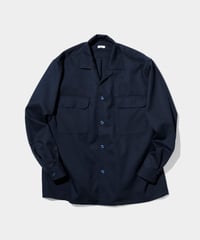 Dhal / 2/72 Wool Gaba Open Collar Shirt NAVY