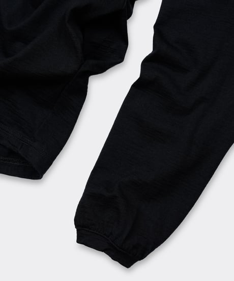 Super 120's Hard Twist TOP Wool Jersey / V Neck Long Sleeve Tee Black