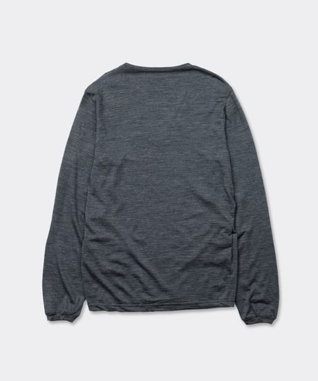 Super 120's Hard Twist TOP Wool Jersey / V Neck Long Sleeve Tee Charcoal
