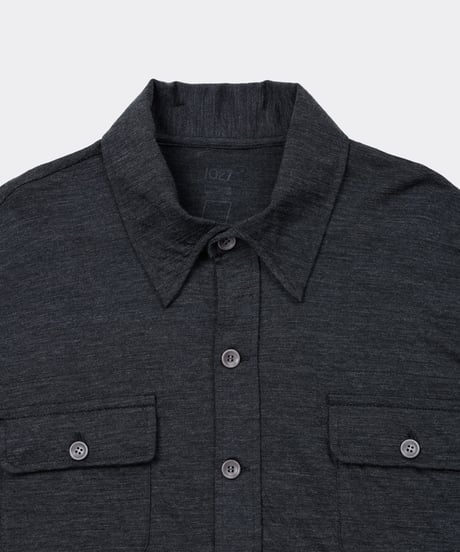 1027 Super 120's TOP Wool Jersey / Flap Shirt Charcoal