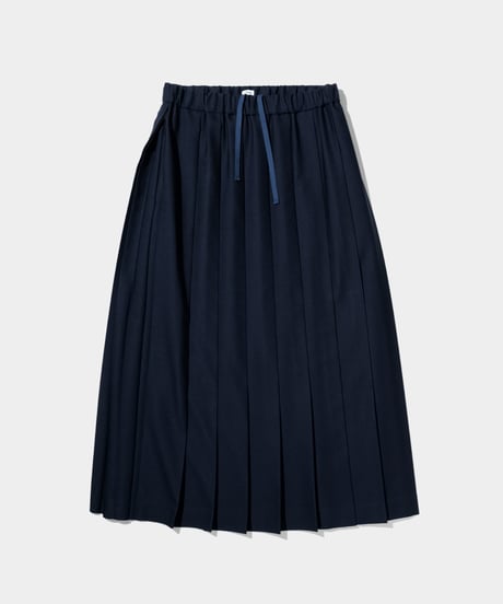Dhal / 2/72 Wool GABA Pleated Skirt NAVY