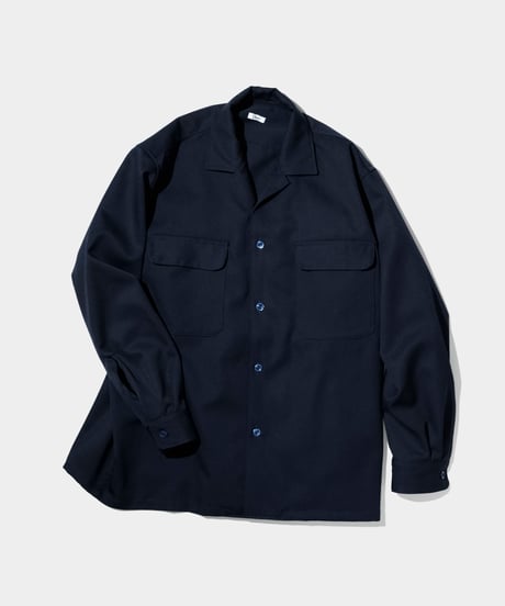 Dhal / 2/72 Wool Gaba Open Collar Shirt NAVY