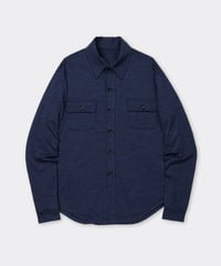 1027 Super 120's TOP Wool Jersey / Flap Shirt Navy