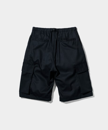 Dhal / 2/72 Wool Gaba Cargo Easy Shorts  BLACK