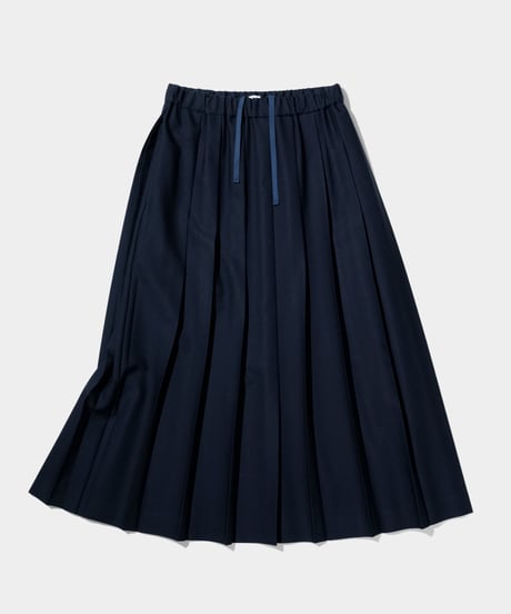 Dhal / 2/72 Wool GABA Pleated Skirt NAVY