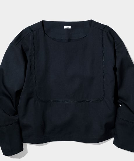 Dhal / 2/72 Wool Gaba Crew Shirt Pico BLACK