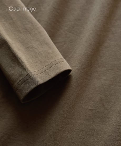 Organic CottonSuper FineJersey with Spandex U neck Long Sleeve Tee　Khaki