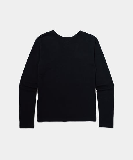 Organic Cotton Super FineJersey with Spandex U neck Long Sleeve Tee　Black